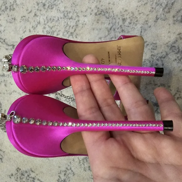 NEW JIMMY CHOO Women's Pink Saeda 100 Heels in size 40 - Picture 3 of 8